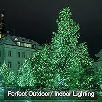 Vista 6 de suddus Luces de Navidad verdes, 33 pies, 100 luces LED con control remoto, luces de hadas verdes que funcionan con pilas para Navidad, día de San