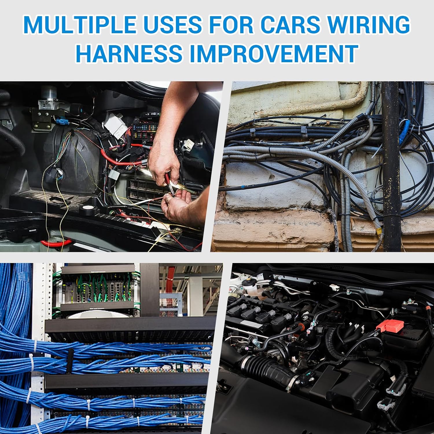 261pcs Heavy Duty Self-Locking Nylon Cable Ties Kit UV Resistant, 60 Wire Harness Clips