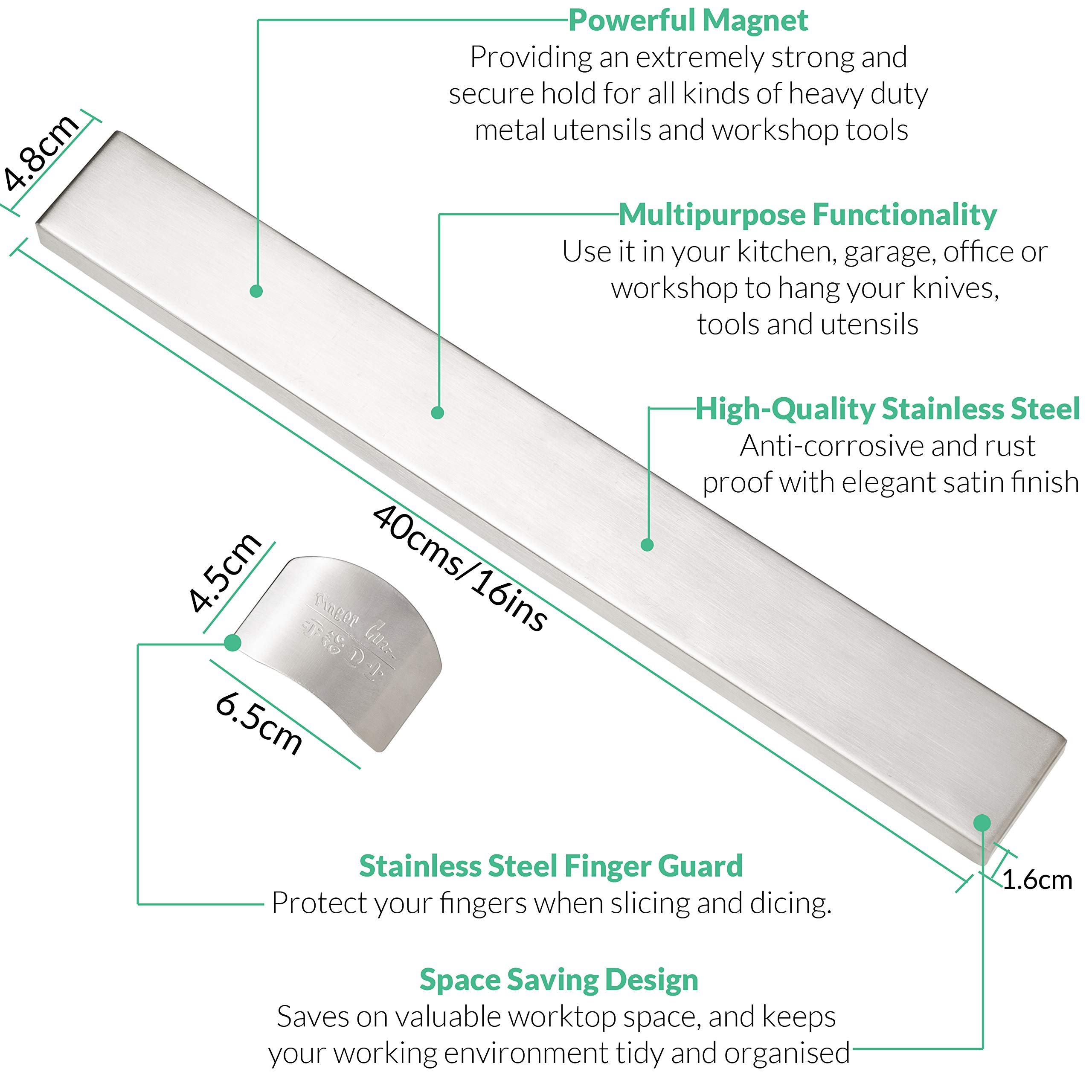 Linshaw 40cm(16inch) Knife Holder for Wall Complete with Bonus Finger Guard,