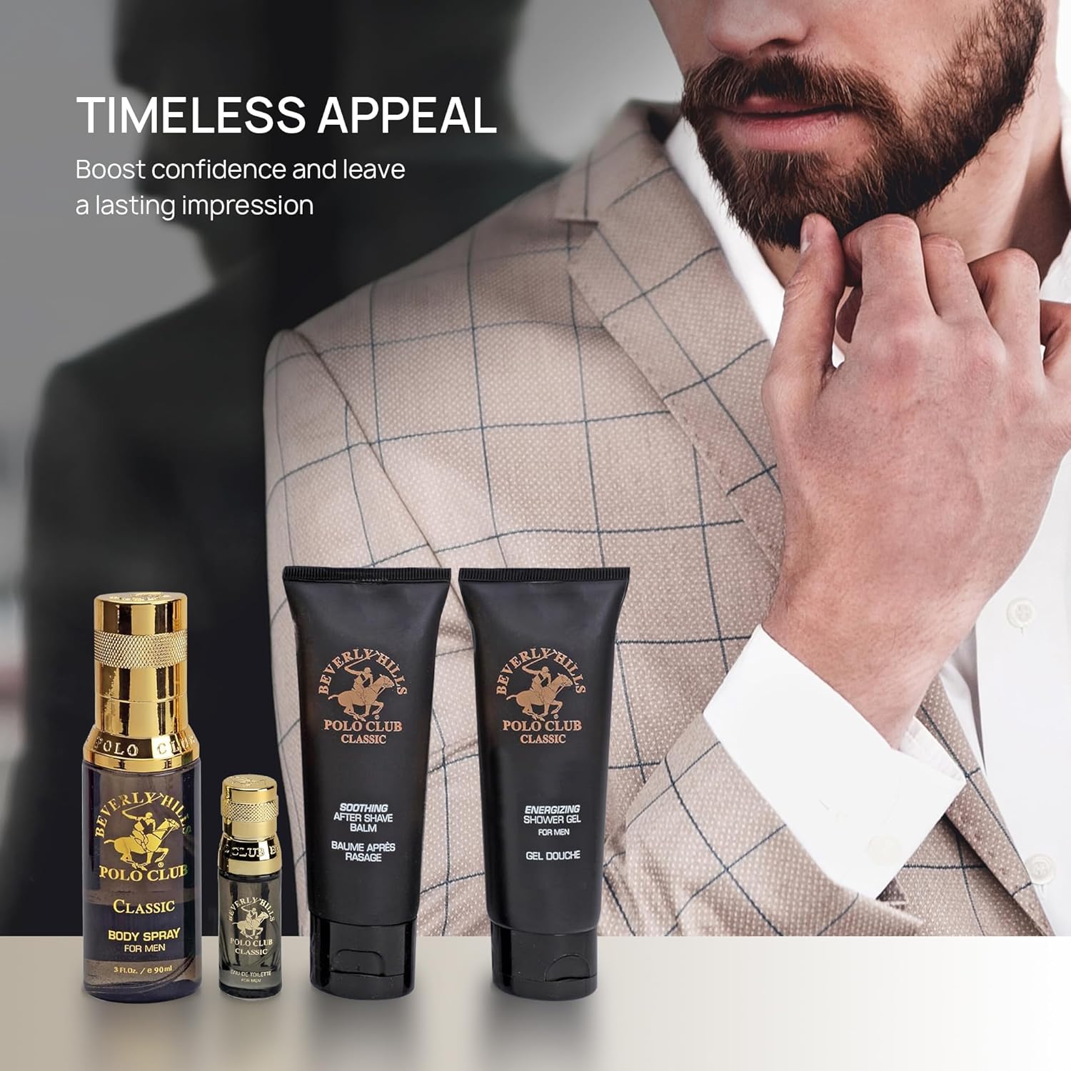 Beverly Hills Polo Club BHPC Classic Men's 4-Piece Fragrance Gift Set - Eau De Toilette, Body Spray, After Shave & Shower Gel - Luxurious Grooming Collection for Him - Image 6