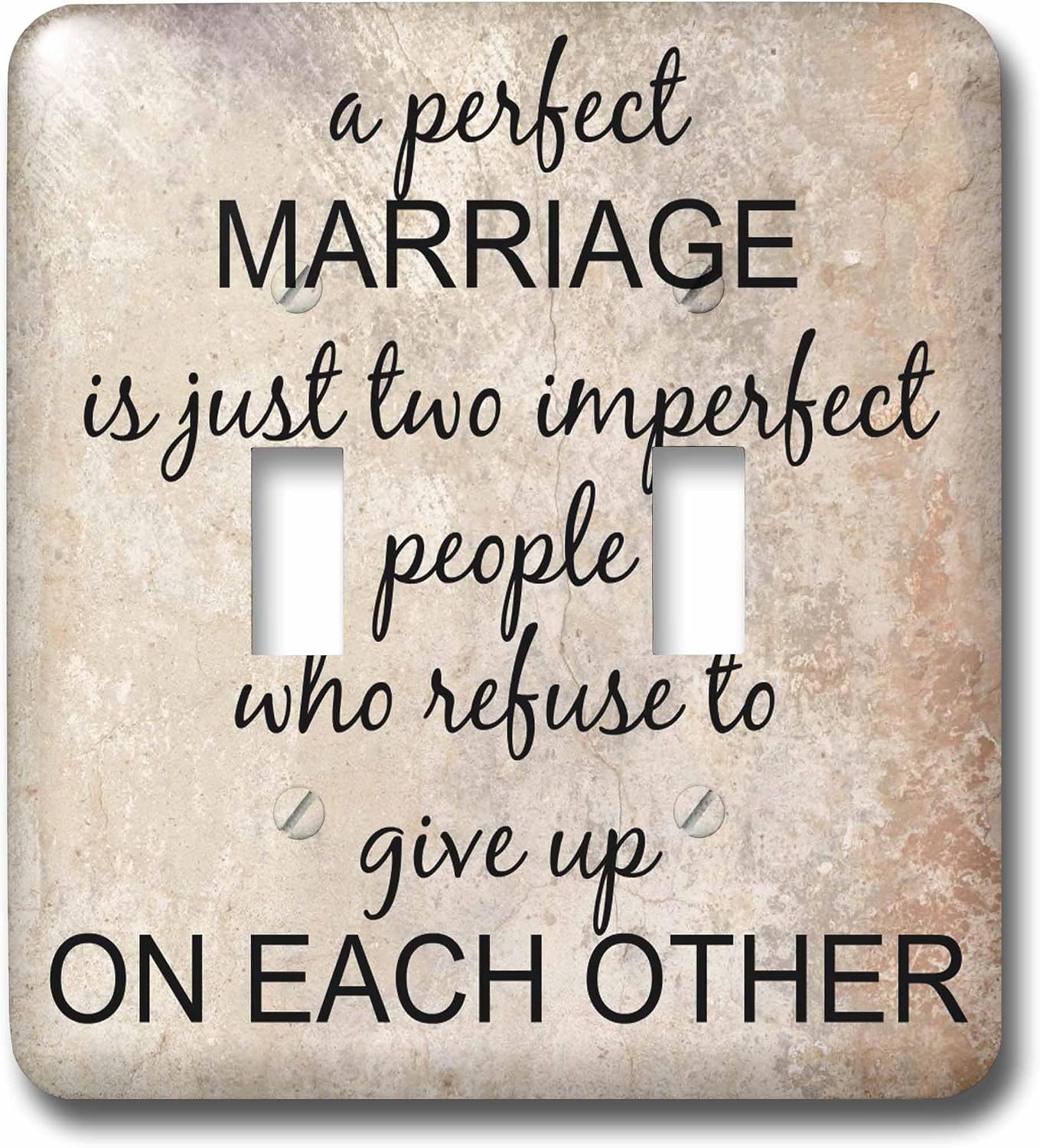 3dRose lsp_180092_2 a Perfect Marriage, Black Lettering on Picture of Marble Print Background Light Switch Cover