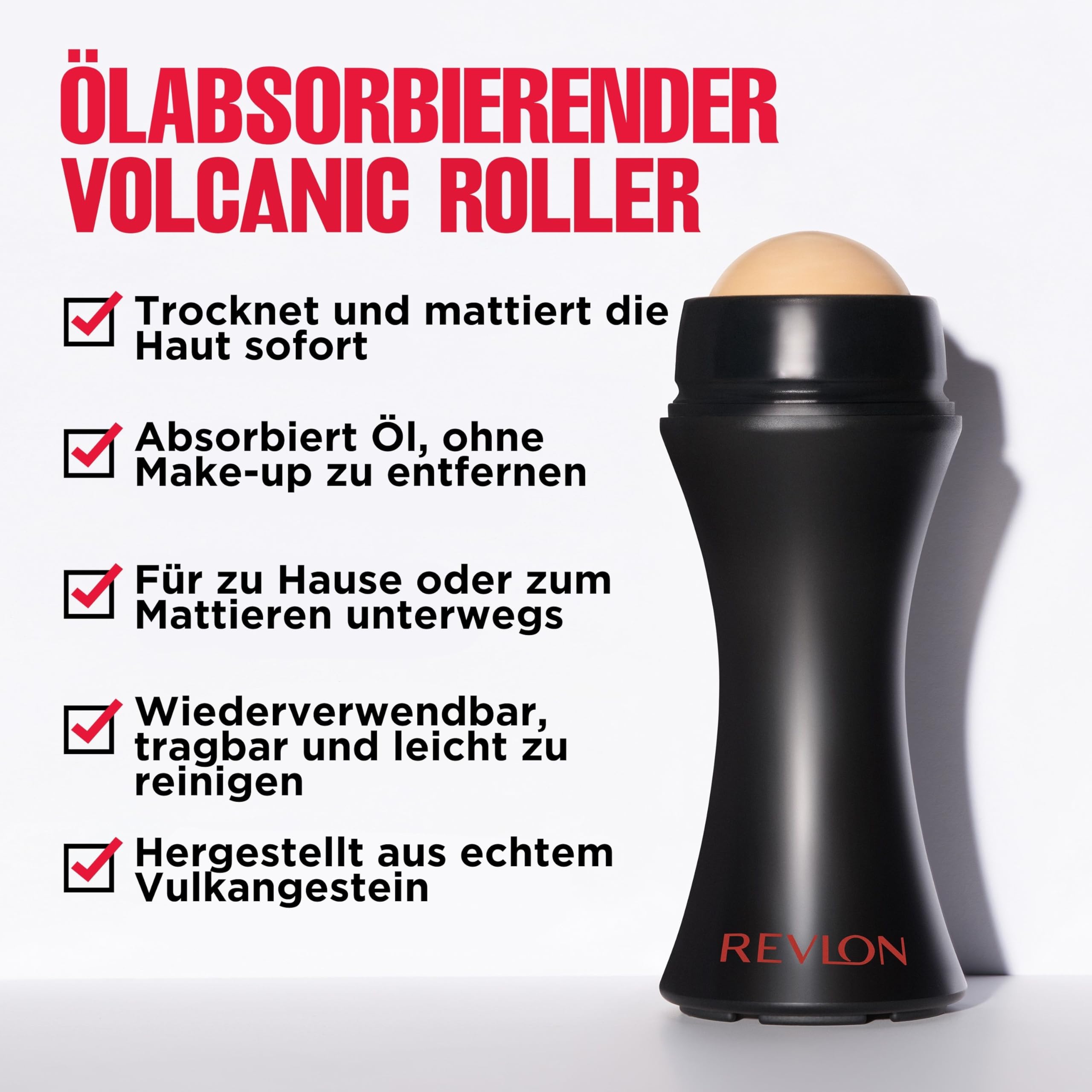 Revlon – Oil Absorbing Volcanic Roller, Rodillo Facial de Piedra Volcánica, Elimina el Exceso de Grasa y Brillos, Resultados al Instante, Acabado Mate, para Todo Tipo de Piel, Reutilizable