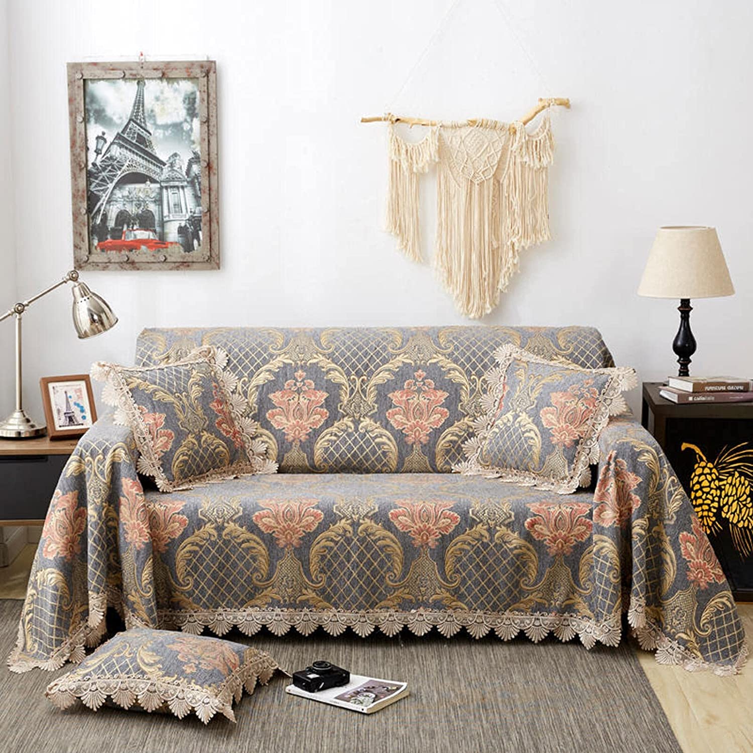 MGEMJMJ Sofa Throw Cover Jacquard Couch Throw Cover Throw Blanket Decorative Couch Furniture Pet Protector Throws Multi-size(Size:90x240cm(35x94inch),Color:B)