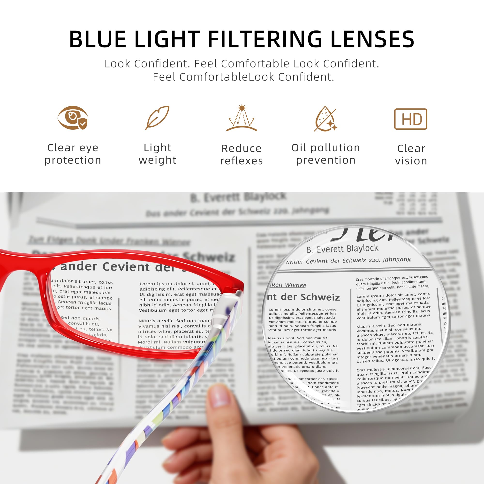 5 gafas de lectura para mujer, luz azul, bisagra de resorte, lector de ordenador, antideslumbrante, lente UV