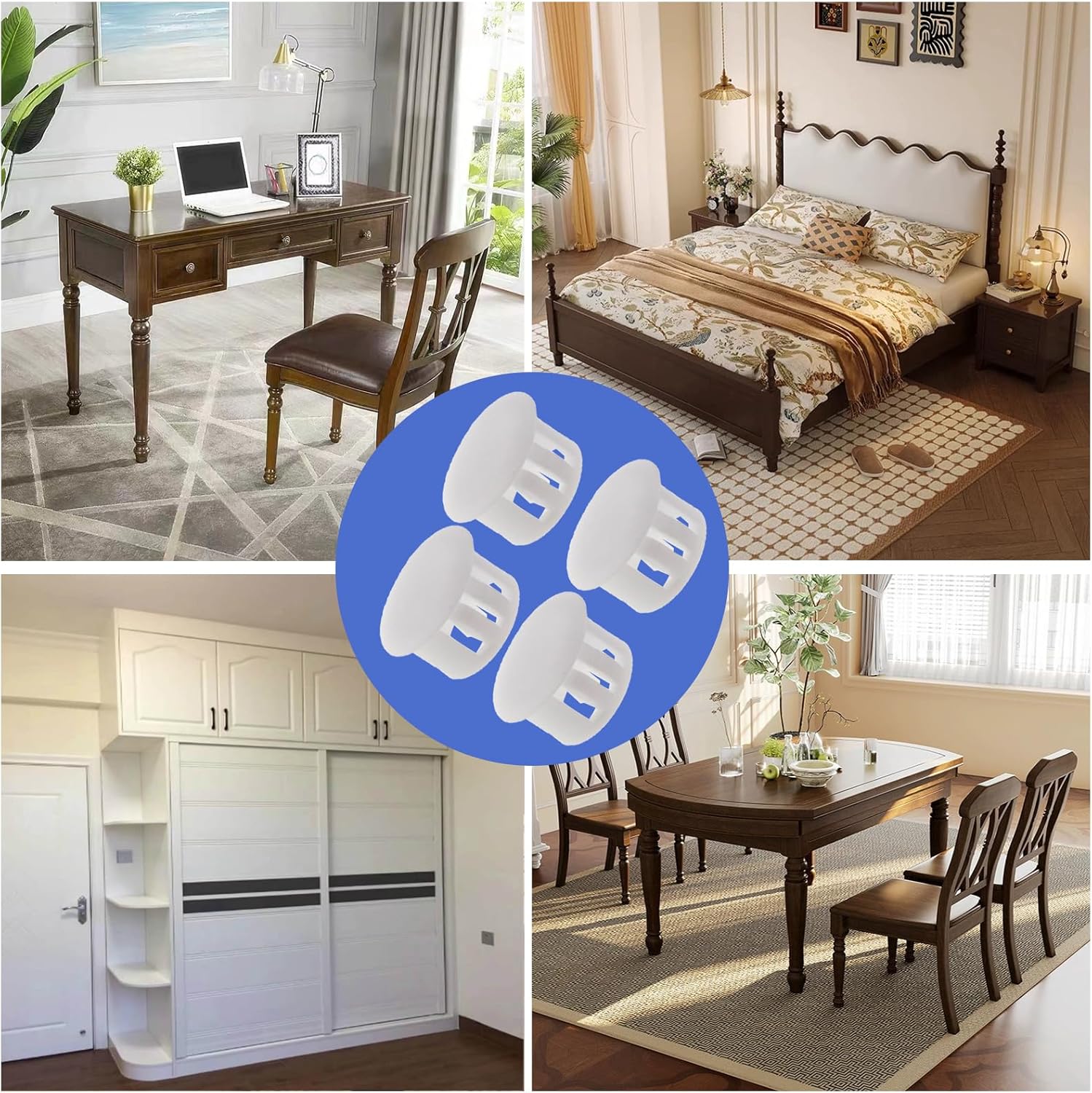 50 Pcs Plastic Flush Type Hole Plugs, 1/2"(13mm) Snap in Locking Hole Screw Protection Cap Cover Plugs Fastener Covers for Furniture Cabinet Shelf Hole Decor(White)