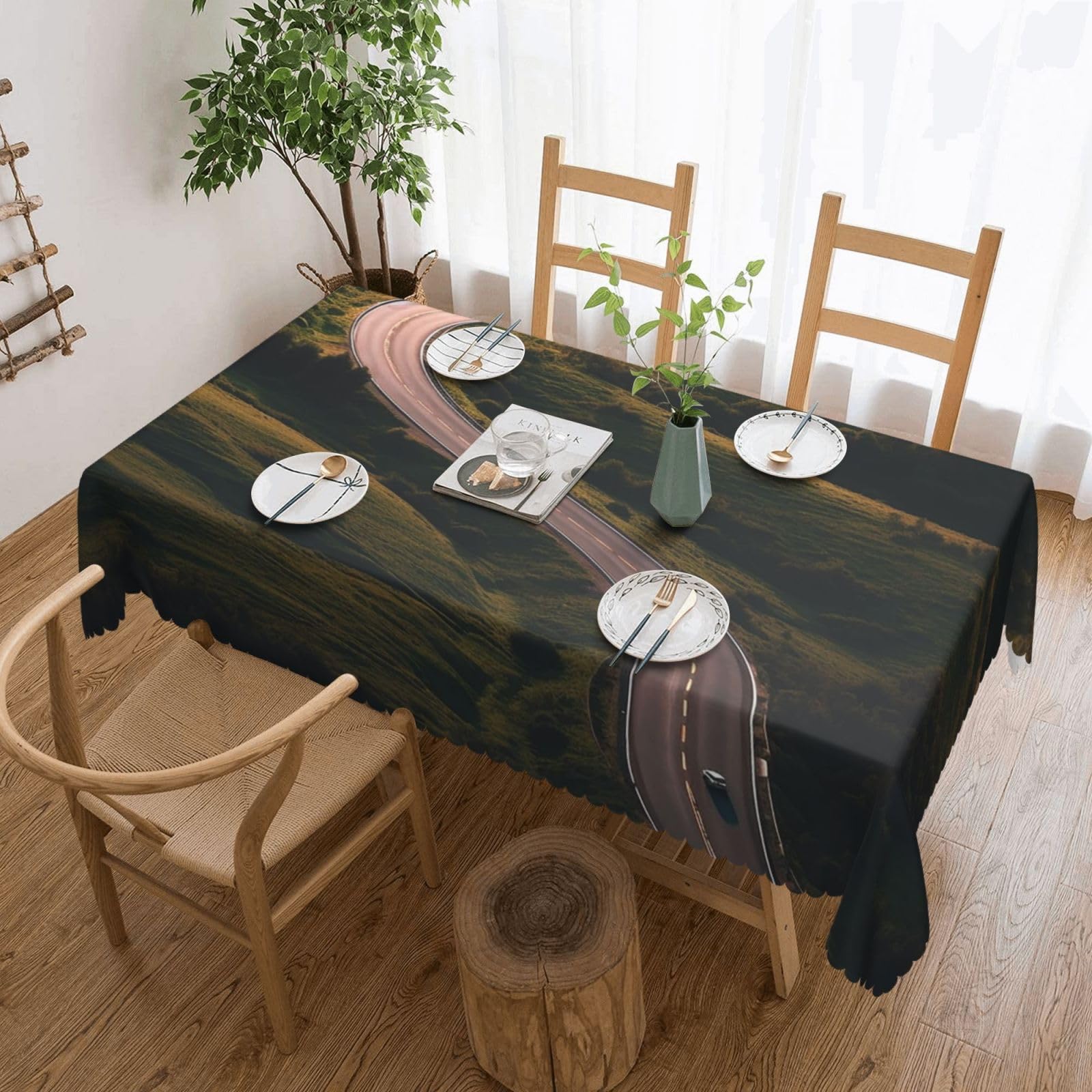 Nappe lavable en machine anti-huile 137x183 cm pour table de salle à manger et extérieur