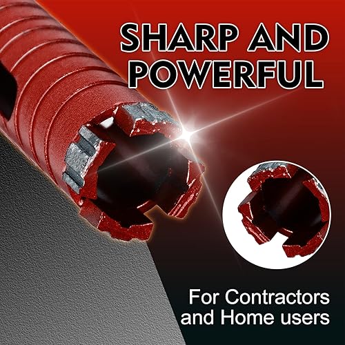 Miniatura 8 de Brocas de núcleo de diamante SALI de 1 3/4" de diámetro, 254mm/10" de profundidad de perforación, rosca de 5/8-11", broca de núcleo turbo con