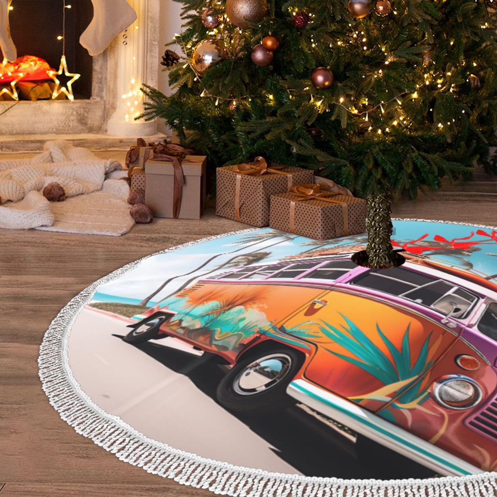 Jupe de sapin de Noël pour salon chaleureux et soirée du Nouvel An
