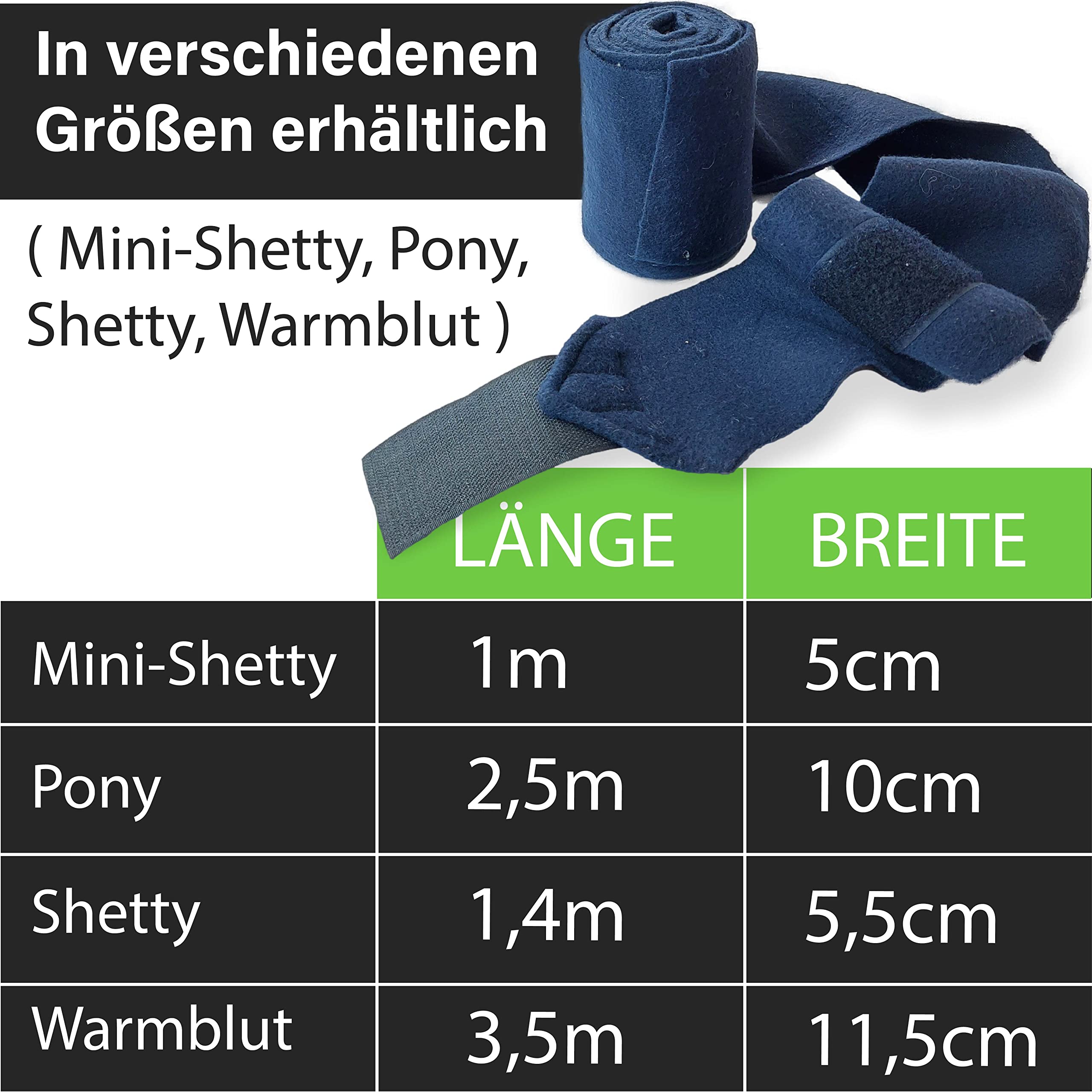 Juego de 4 vendas para caballo de forro polar con cierre, con práctica bolsa de almacenamiento (mini shetland pony (mini shetty), azul marino) — view 5