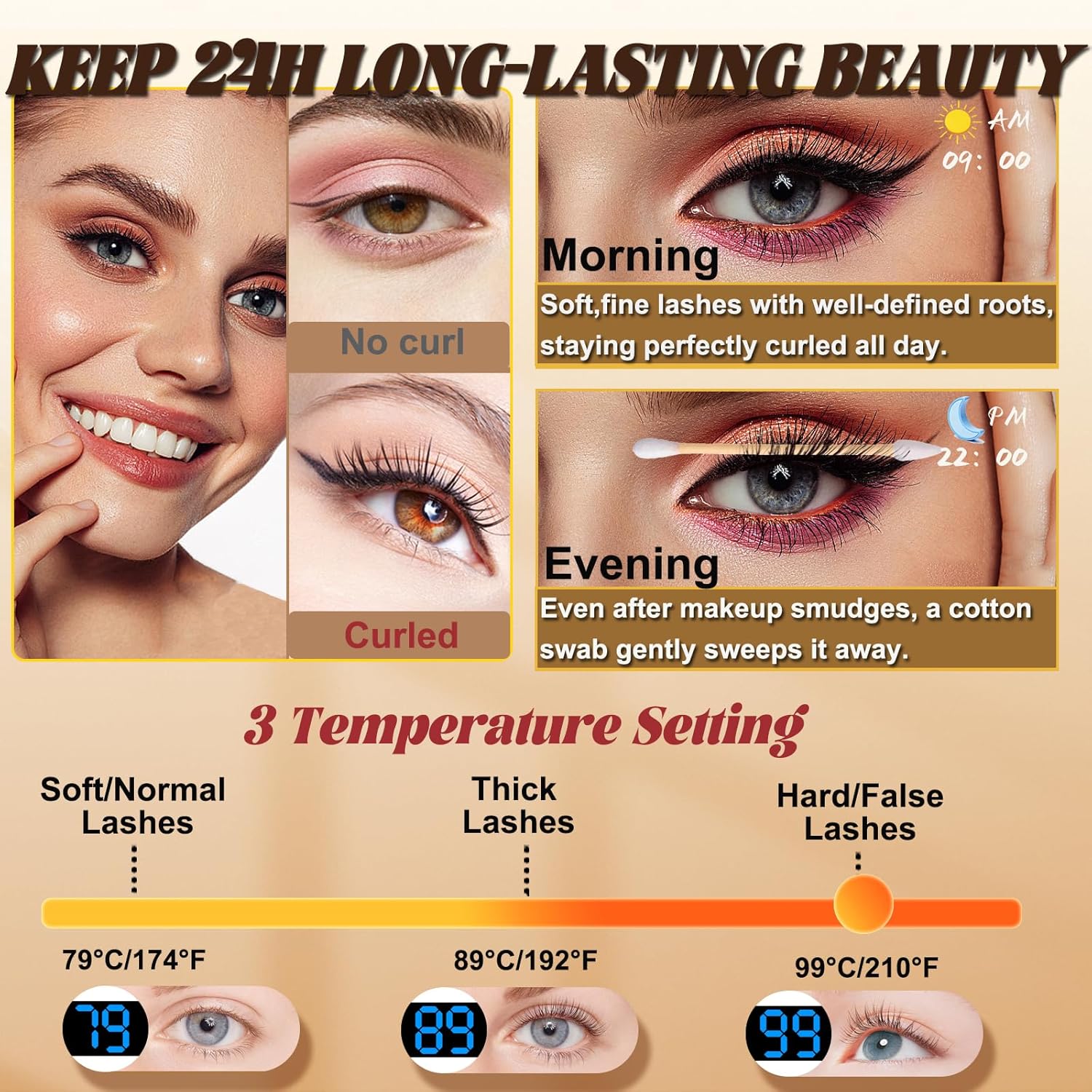 Heated Eyelash Curlers with Battery Indicator, Electric Eyelash Curler 3 Temperature Modes LED Display USB Rechargeable Makeup Tools, Heated Lash Curler Ideal Christmas Gift for Women (Pink) - Image 3