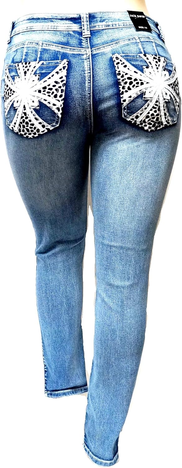 Jack David /Rock & Stone Women’s Plus Size Stretch Premium Blue Black Denim Jeans Slim Bootcut Skinny Pants