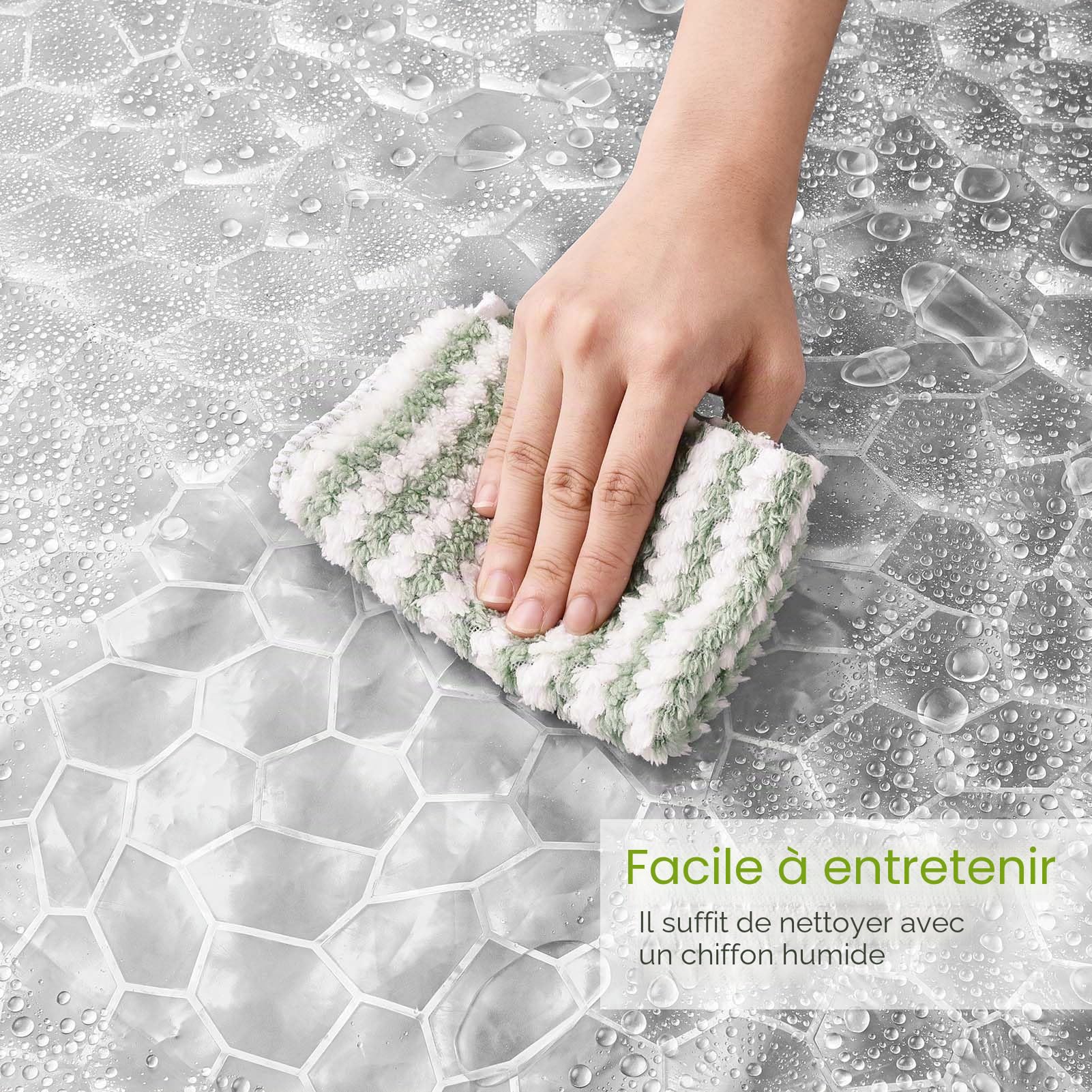 Rideau de Douche 120 x 200cm, 3D Semi Transparent EVA Anti Moisissure Imperméable avec 8 Anneaux