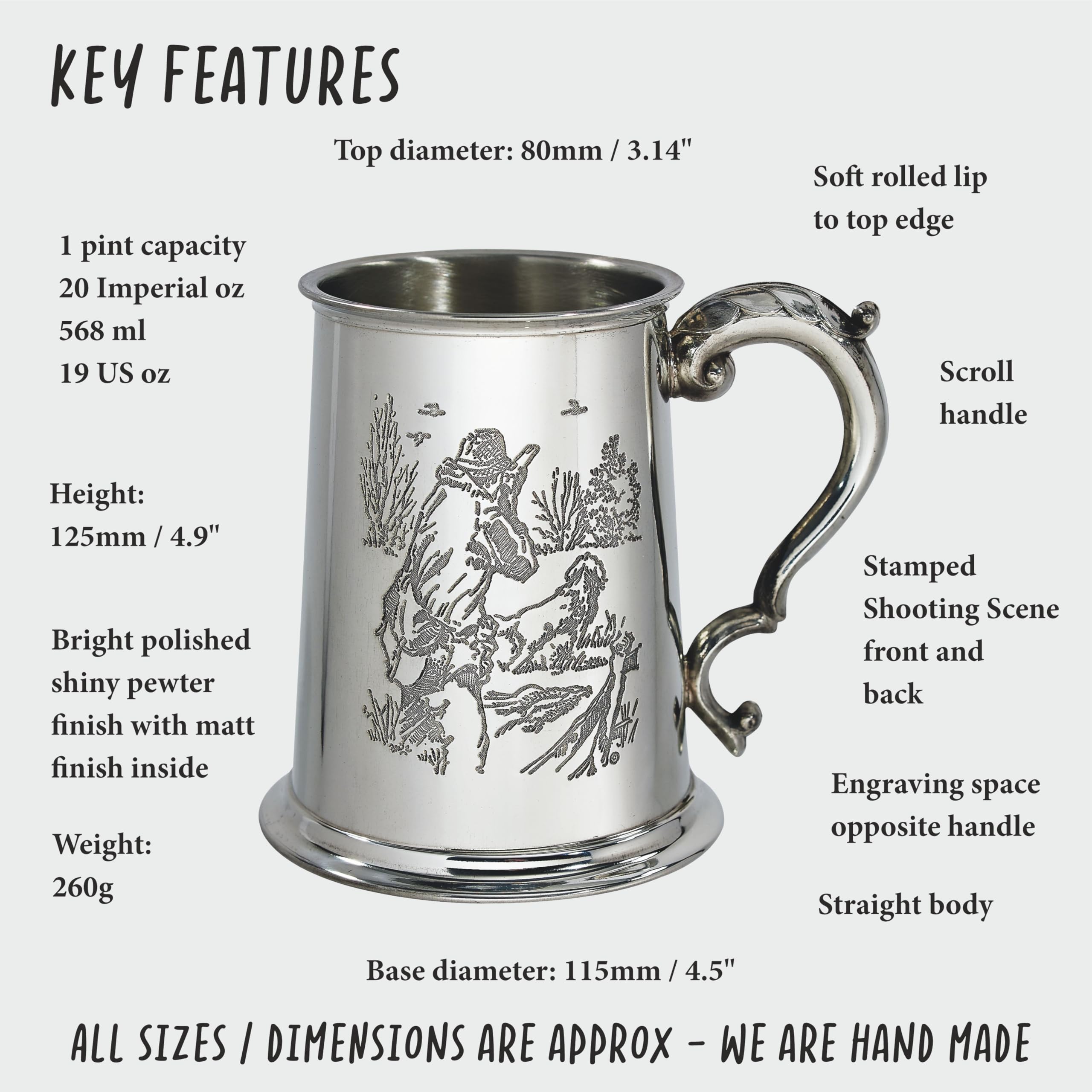 Wentworth Pewter - Shooting Scene 1 pint pewter Tankard