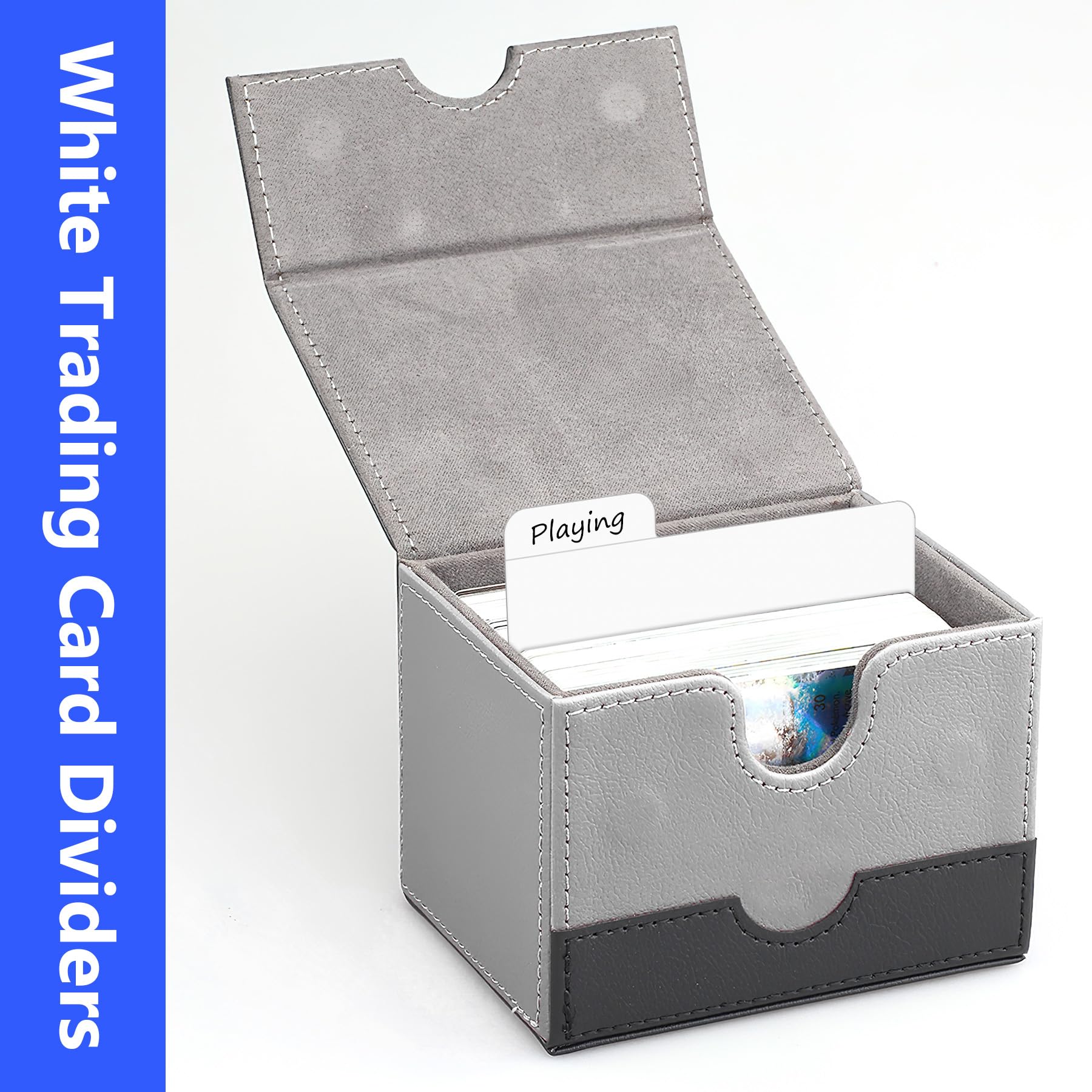 100 separadores de tarjetas coleccionables blancos, organizador de tarjetas divisoras de papel para juegos deportivos, negocios, juegos, reuniones, suministros de almacenamiento (blanco-horizontal)