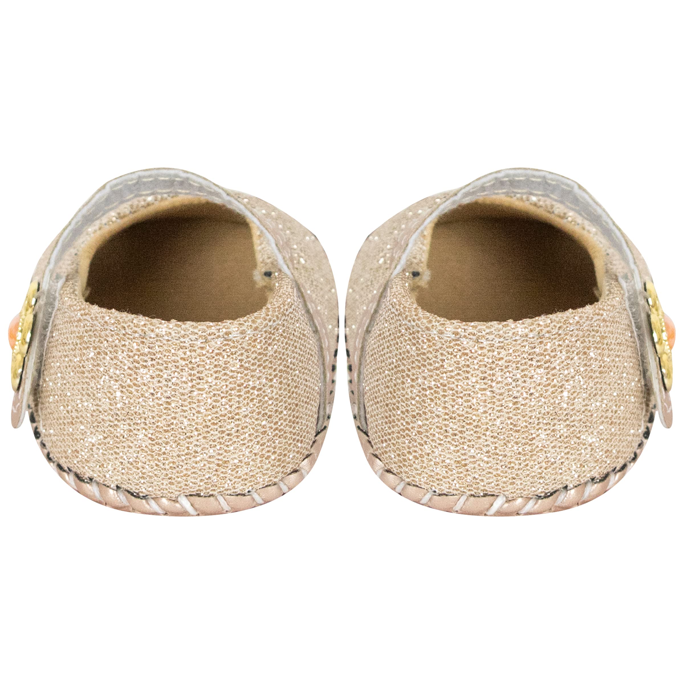 Neska Moda Baby Girls Synthetic Leather Hook & Loop Loafer Booties/Shoes for 6 to 12 Months (Gold) 1