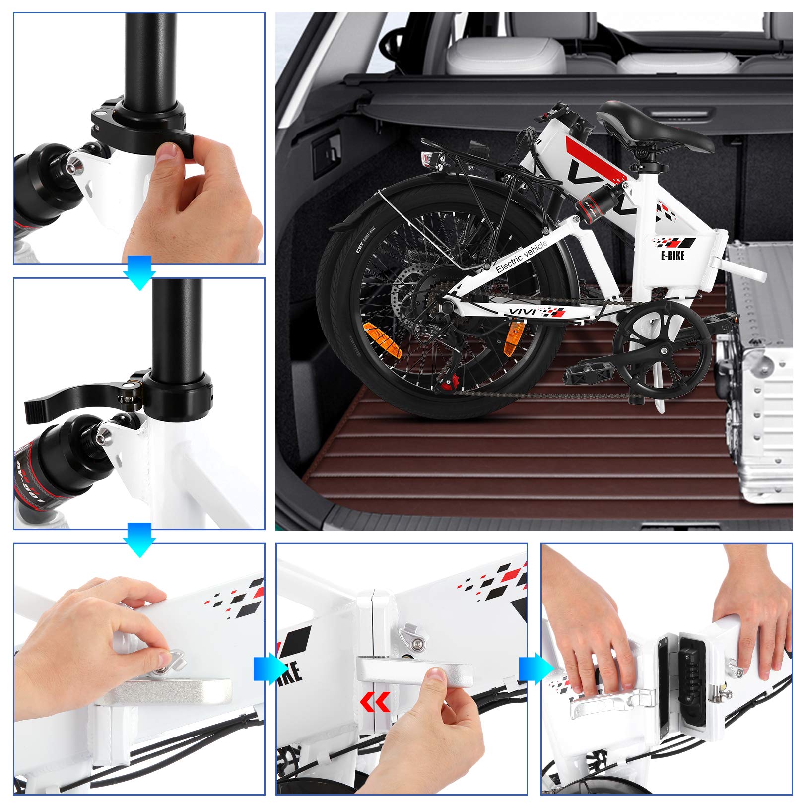 Buy Vivi Folding Electric Bike,20" Folding Ebike with 36V 8AH Removable