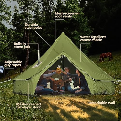 Miniatura 4 de Tienda de campaña de lona de algodón, tiendas grandes impermeables con centro resistente y poste de puerta y espacio para 468 personas todas las 4