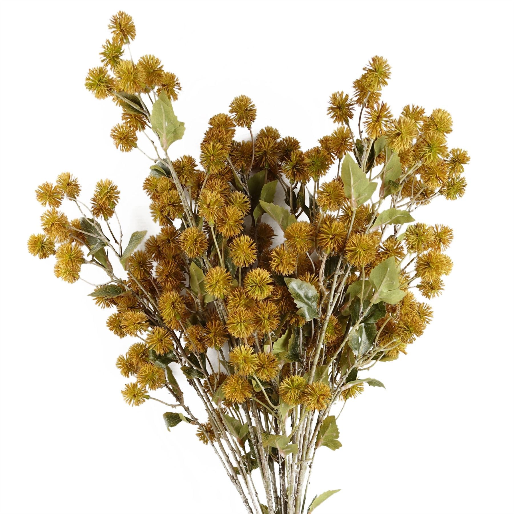 Leaf Design Artificial Flowers, 6 X 85cm Craspedia Yellow