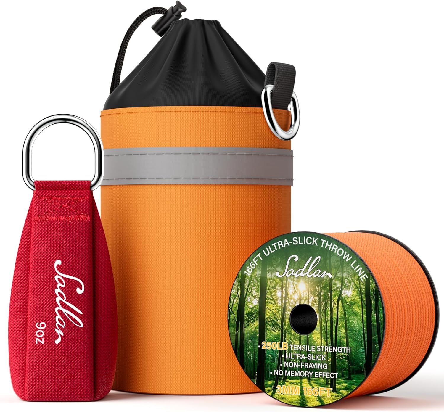 Arborist Throw Line Kit - Ultra Slick 166ft Polyester Rope with 9Oz Weight Throw Bag Low High Limb Throwing Adults Forestry Tree Trimming Cutting GEA