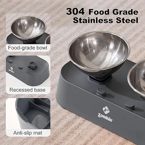 Miniatura 5 de Cuencos elevados de comida y agua para gatos con 3 alturas para gatos de interior, inclinados en 15 en ambos sentidos, base elevada anti vómitos,