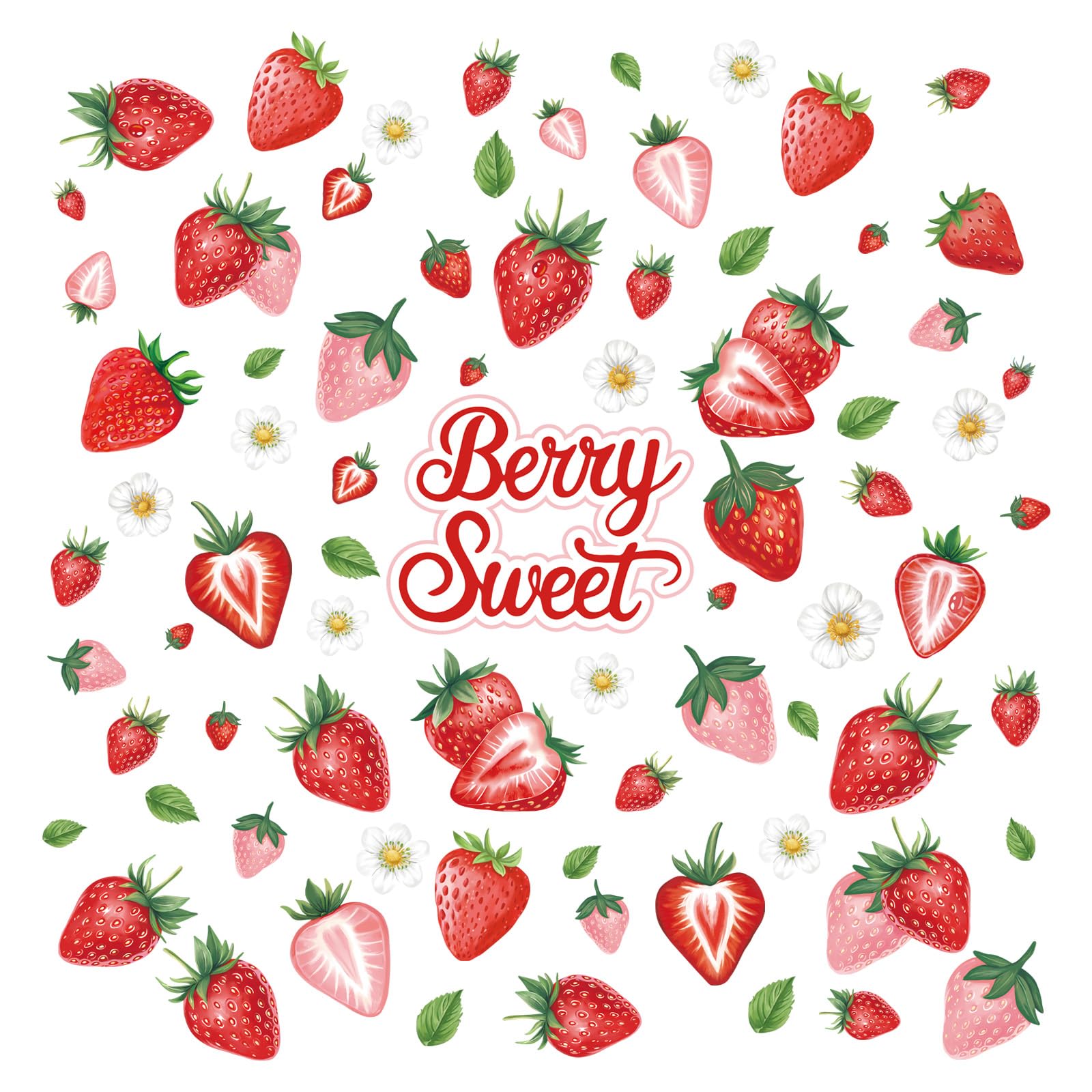 FUFUQUARE Vintage Strawberry Wall Sticker Red Fruit Berry Sweet Wall Decals