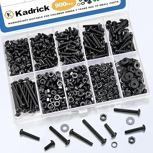 Miniatura 10 de Kadrick 450 piezas de tornillos de cabeza hexagonal de botón M3 de acero inoxidable, tornillos y tuercas M3 x 16202530351.575in, kit surtido de