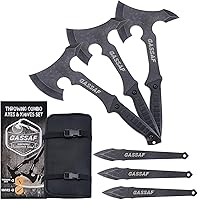 Vista 1 de GasSaf Juego de cuchillos para lanzar hacha Tomahawk de acero inoxidable y cuchillo de lanzamiento bien equilibrado de acero inoxidable, funda