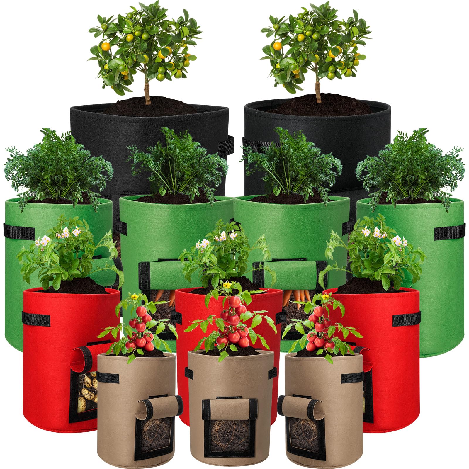 Bolsas De Cultivo Hushee 12 De Patatas A Granel De 5 Galones, 7 Galones, 10  Galones, 15 Galones, Bolsa De Cultivo De Verduras Con Solapa Y Asa,  Contenedores De Cultivo De Bolsas Para Plantas, image size:1600x1600