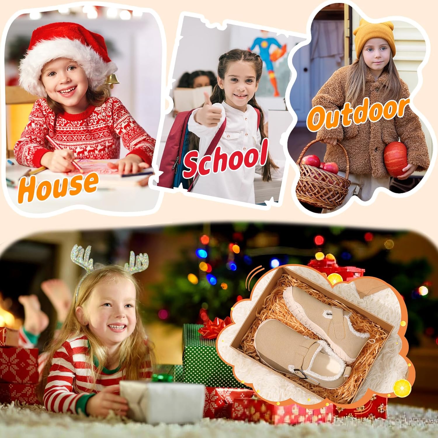 BARERUN Toddler Slippers Wide Waterproof House Shoes Fuzzy Suede Moccasin Slippers for Kids Barefoot Adjustable Indoor Outdoor Slip On Warm Winter Shoes - Image 2