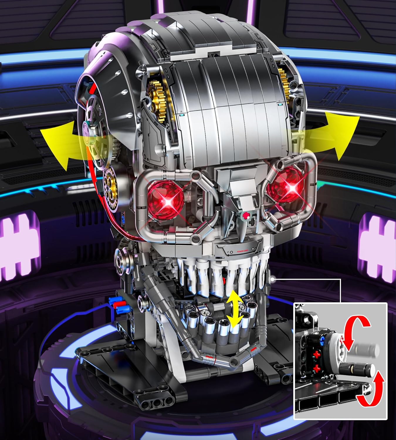 Mechanical Skull Building Set for Adults, Mechanical Skeleton Head Building Blocks Set, Compatible with Lego, Home and Office Decor Gift for Adults Teens 14+ (1099 PCS)