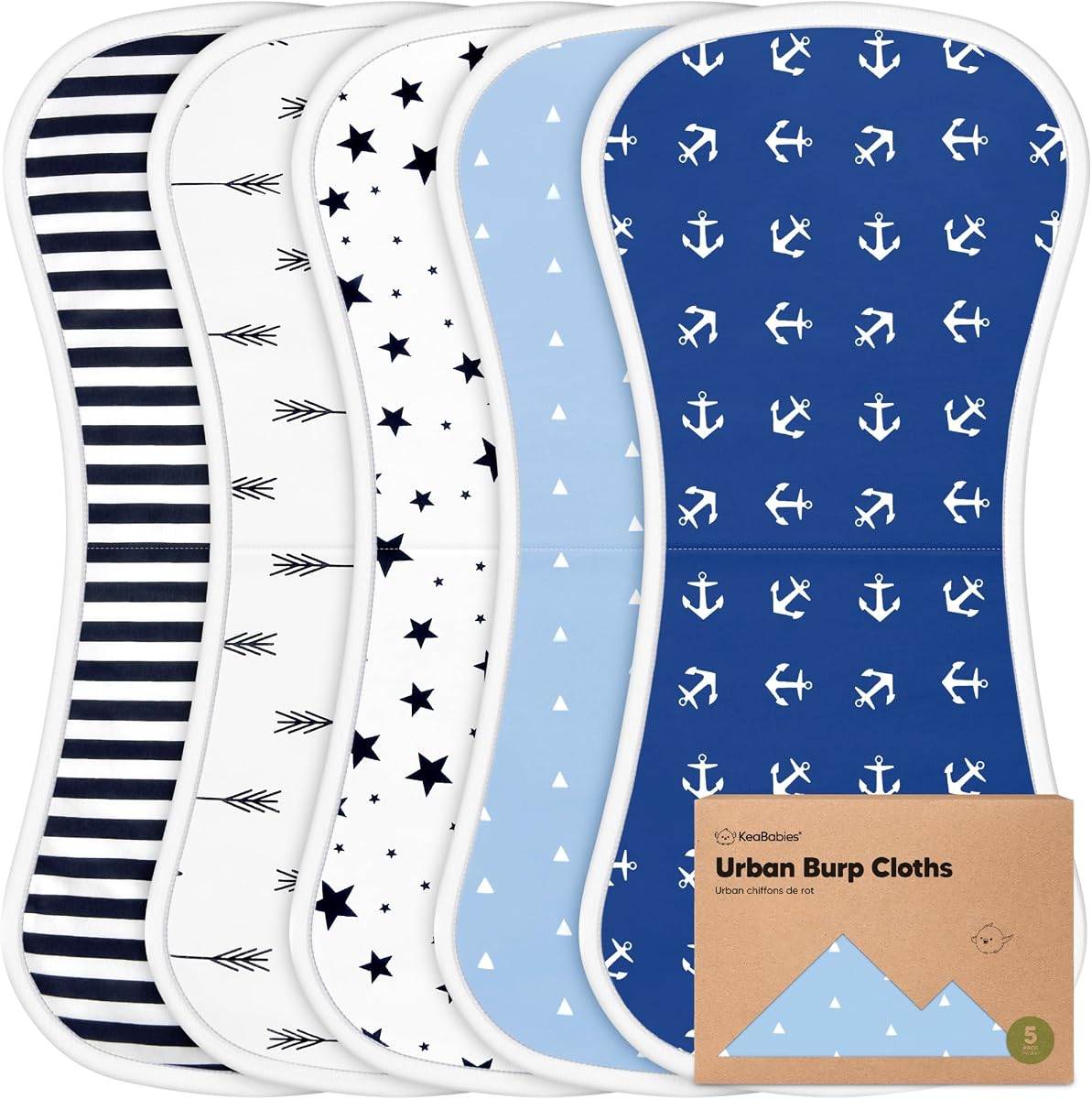 Organic Burp Cloths Baby Boy & Girl, 5-pack Cotton Burp Rags (Adventurer) | Super Absorbent Cotton Burping Cloths for Babies, Soft, Plush, Newborn, Infant Towels, Milk Spit Up Rags, Large 21x10