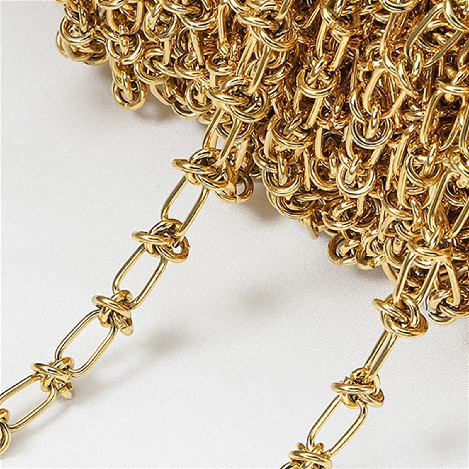 Catena colorata fai da te，Rotoli colorati a catena 2 metri 1 metro in acciaio inossidabile color oro catene con nodo grosso catena braccialetto for uomo collana hip hop fai da te creazione di gioielli