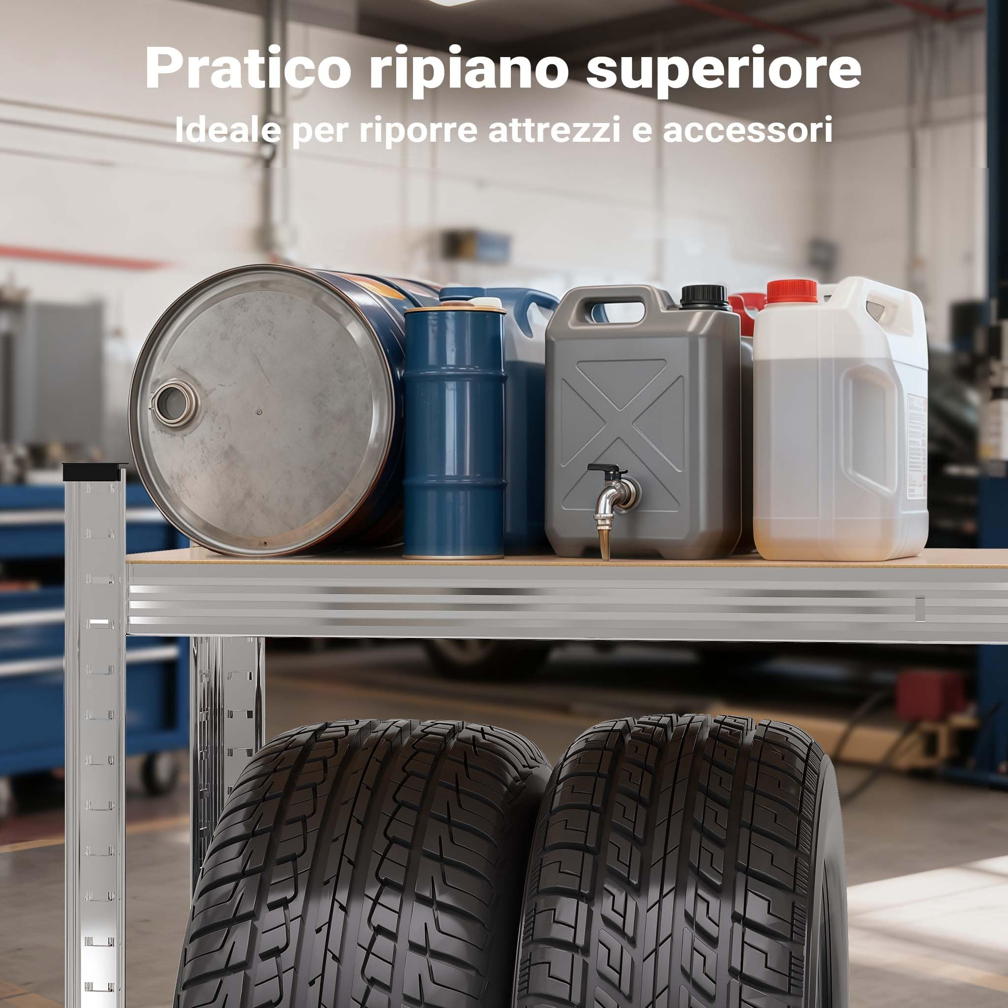Wiltec Scaffale portagomme fino a 795 kg 180x120x40cm per 8 pneumatici Per officina gommista