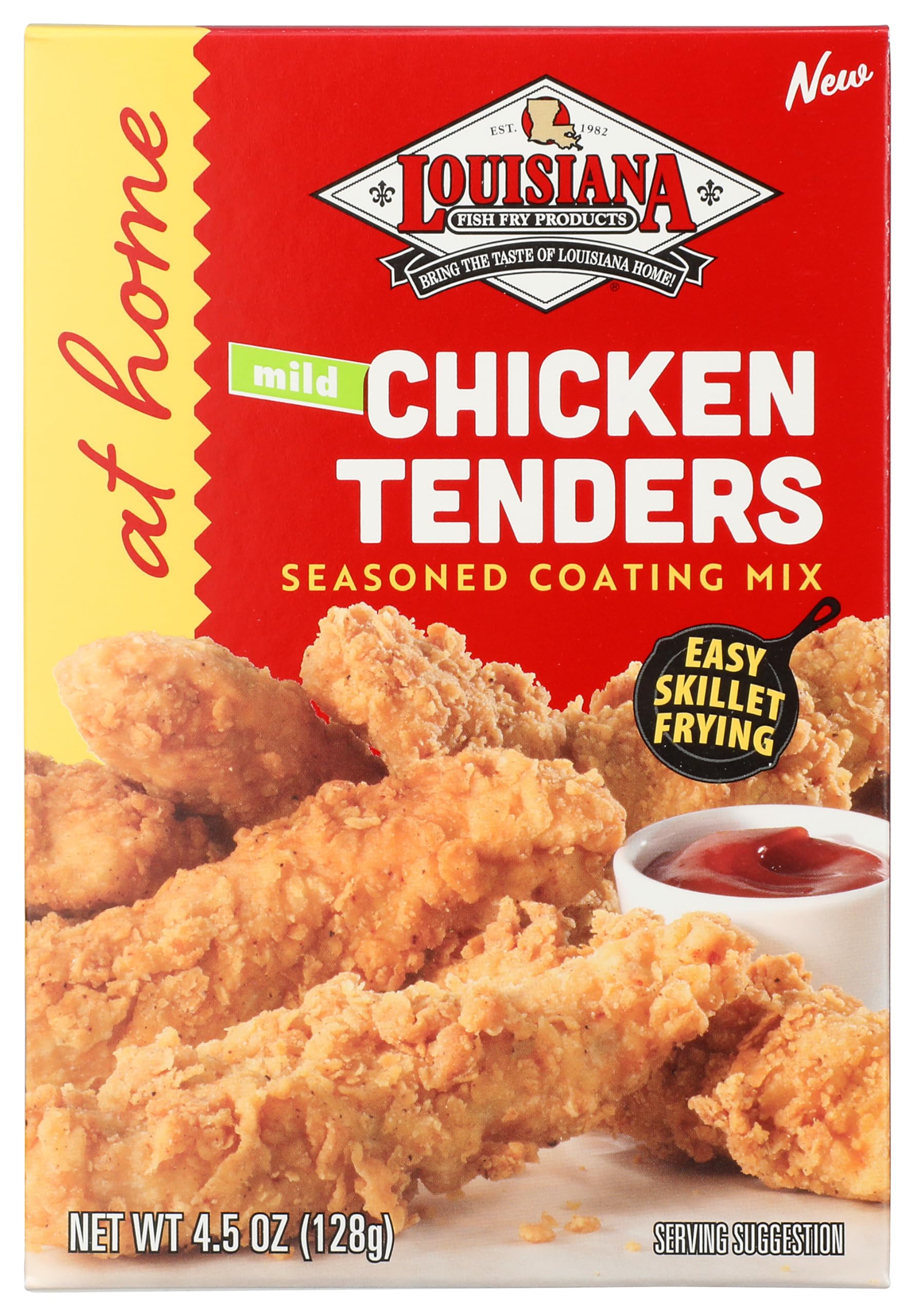Louisiana Fish Fry At Home Mild Chicken Tenders Seasoned Coating Mix 4.5 oz. (Pack of 1) - Make Your Fast Food Favorites At Home - Delicious and Crunchy Coating Filled with Mild Cajun Flavor Perfect for the Whole Family - Easy to Make Recipe for Skillet Frying