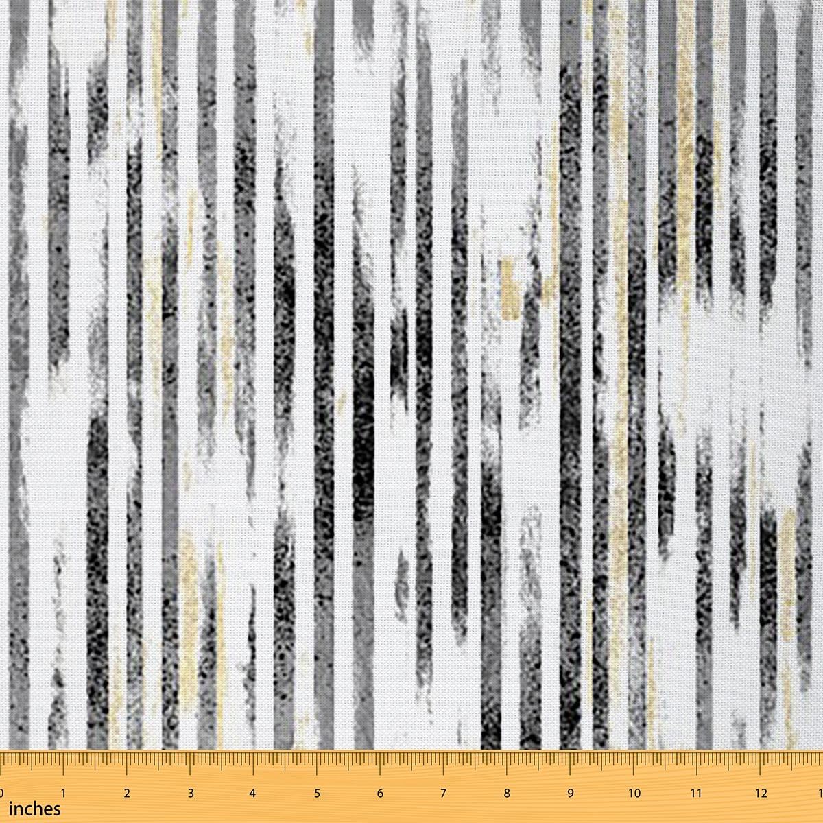 Geometric Stripe Upholstery Fabric Black and White Fabric by The Yard Retro Abstract Modern Minimalism Decorative Fabric for Quilting Sewing Watercolor Art Upholstery and Home Accents, 3 Yards