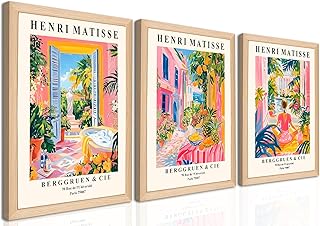 Preppy Pink Henri Matisse Girl Wall Art Set of 3, Modern Pink Woman Room...