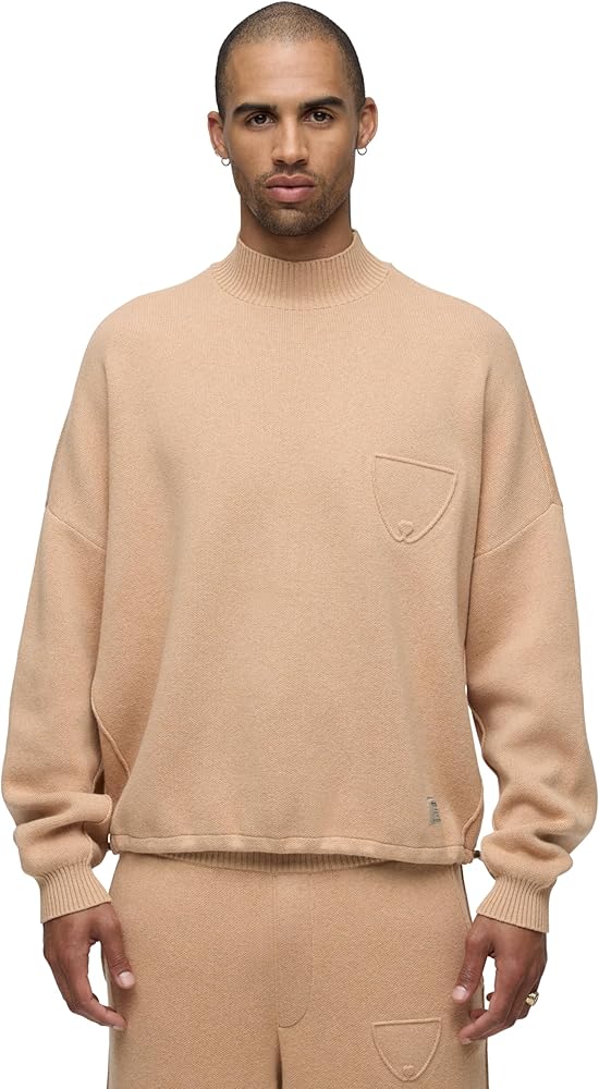 HUDSON Men's Jrue Mock Neck Sweater, Honey B at Amazon Men's