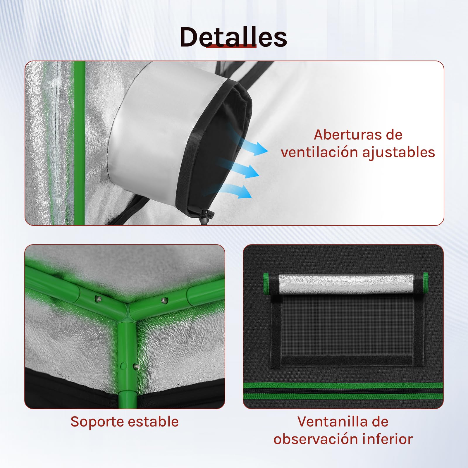WOLTU Armario de Cultivo 120x60x180 cm, Tienda de Cultivo Hidropónico de Tela Oxford 603D, Invernadero Interior con Ventana de Observación, Semillero Mylar Altamente Reflectante, Negro