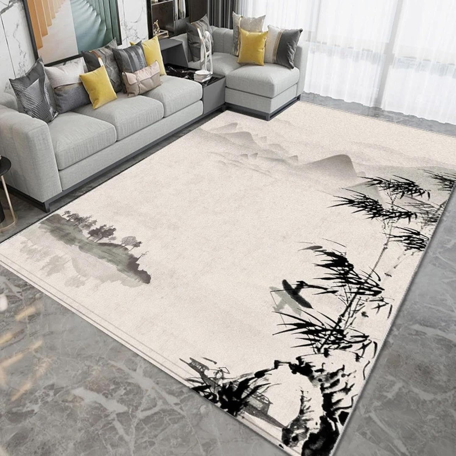 Tapis de salon à motif paysage antidérapant pour marches d'escalier