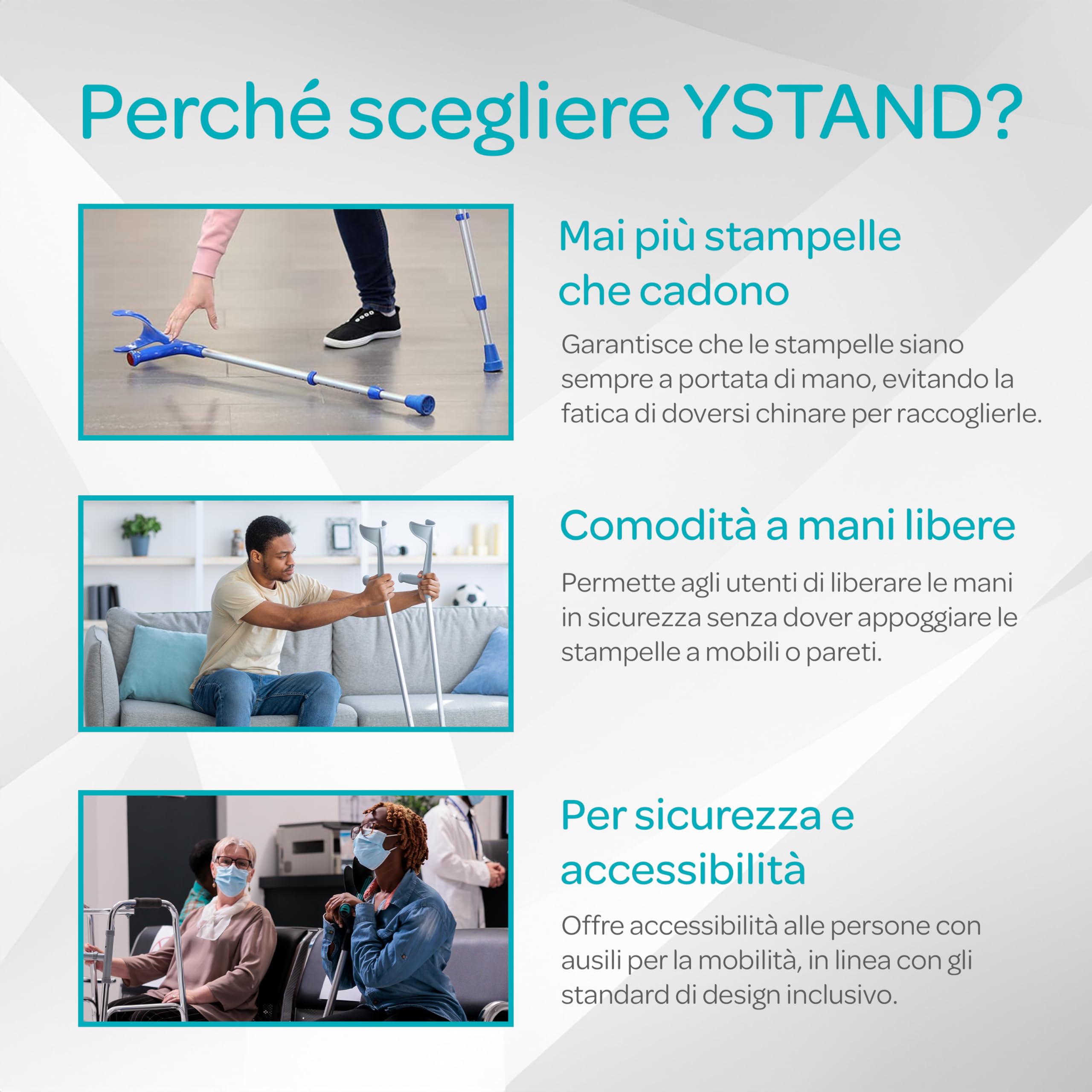 Supporto per Stampella da Avambraccio da 62 cm | Per casa, ufficio o viaggio, ausilio alla mobilità a portata di mano, custodia compatta, accessorio pratico