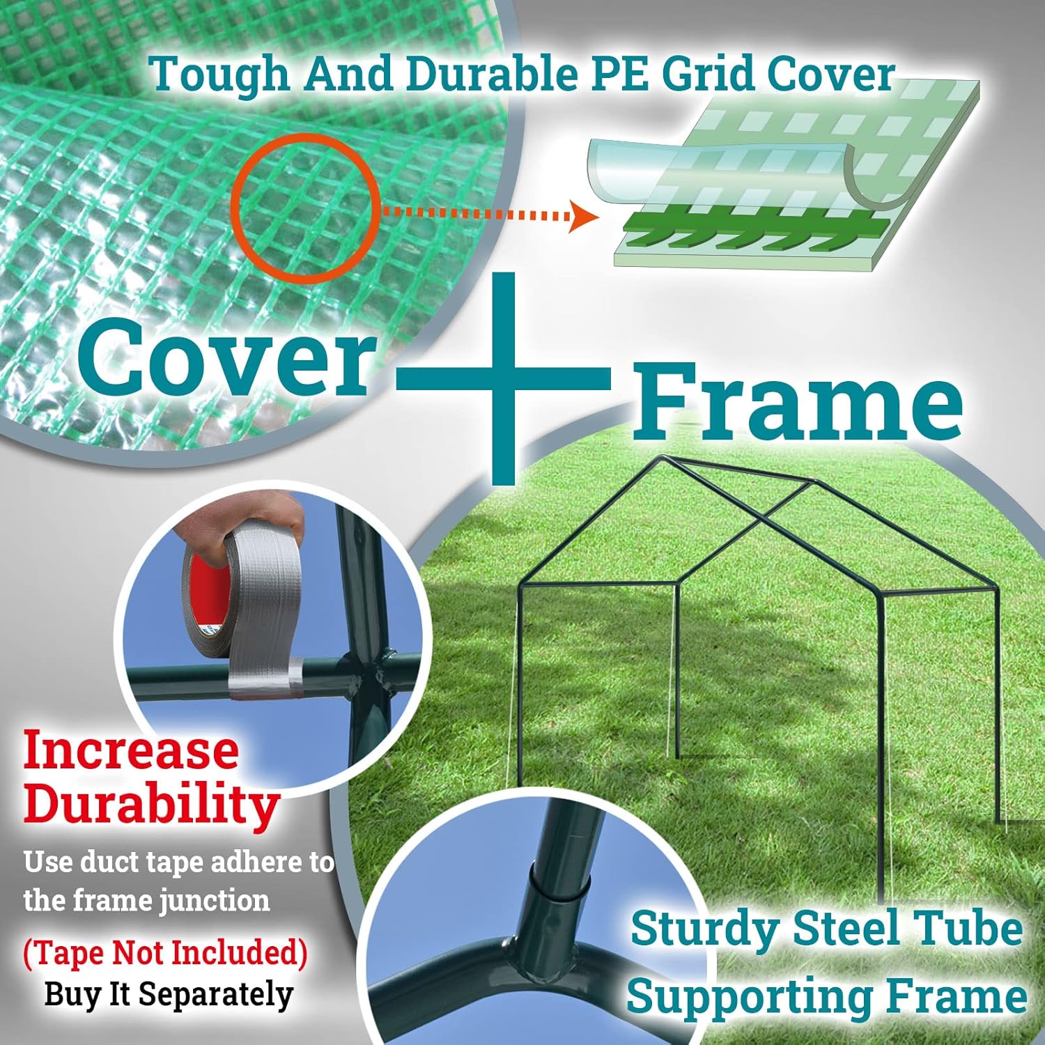 BenefitUSA 4.8x8.5x7.2'H Large Walk-in Peak Roof Greenhouse with 2 Zipper Doors & Windows (Green)