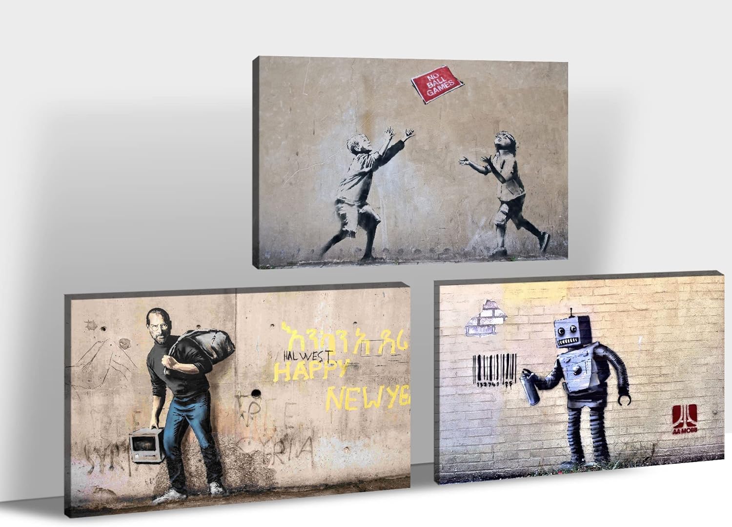 GUTTATY 3 Piece Graffiti Canvas Wall Art, Cool Pop Street