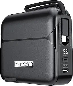 RUNBANK Power Bank - 20000mAh - Smart Fast Portable Charger with Built-in AC Wall Plug and Device Cable Charging  3 Outputs & 2 Inputs - PD 27 W - External Battery Pack