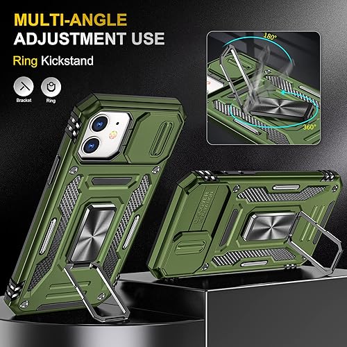 Miniatura 5 de Funda para iPhone 11 con 2 protectores de pantalla de vidrio templado, funda con función atril para iPhone 11 con cubierta deslizante para cámara y