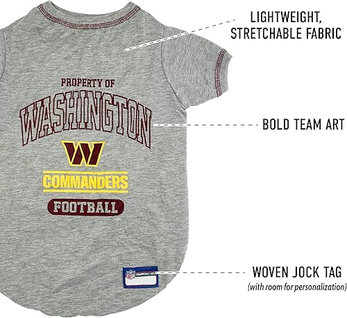 Miniatura 2 de Pets First Camiseta PET para perros y gatos - Camiseta para perro de los Washington Commanders de la NFL, talla XS. - Camiseta para mascotas para el