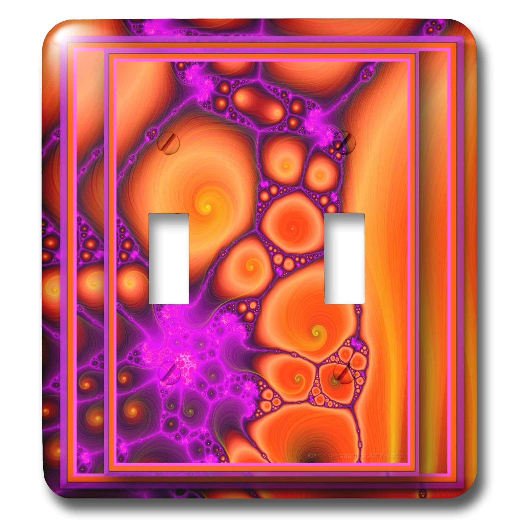 Interrupteur décoratif hippie chick orange violet à motif rétro floral psychédélique fractal