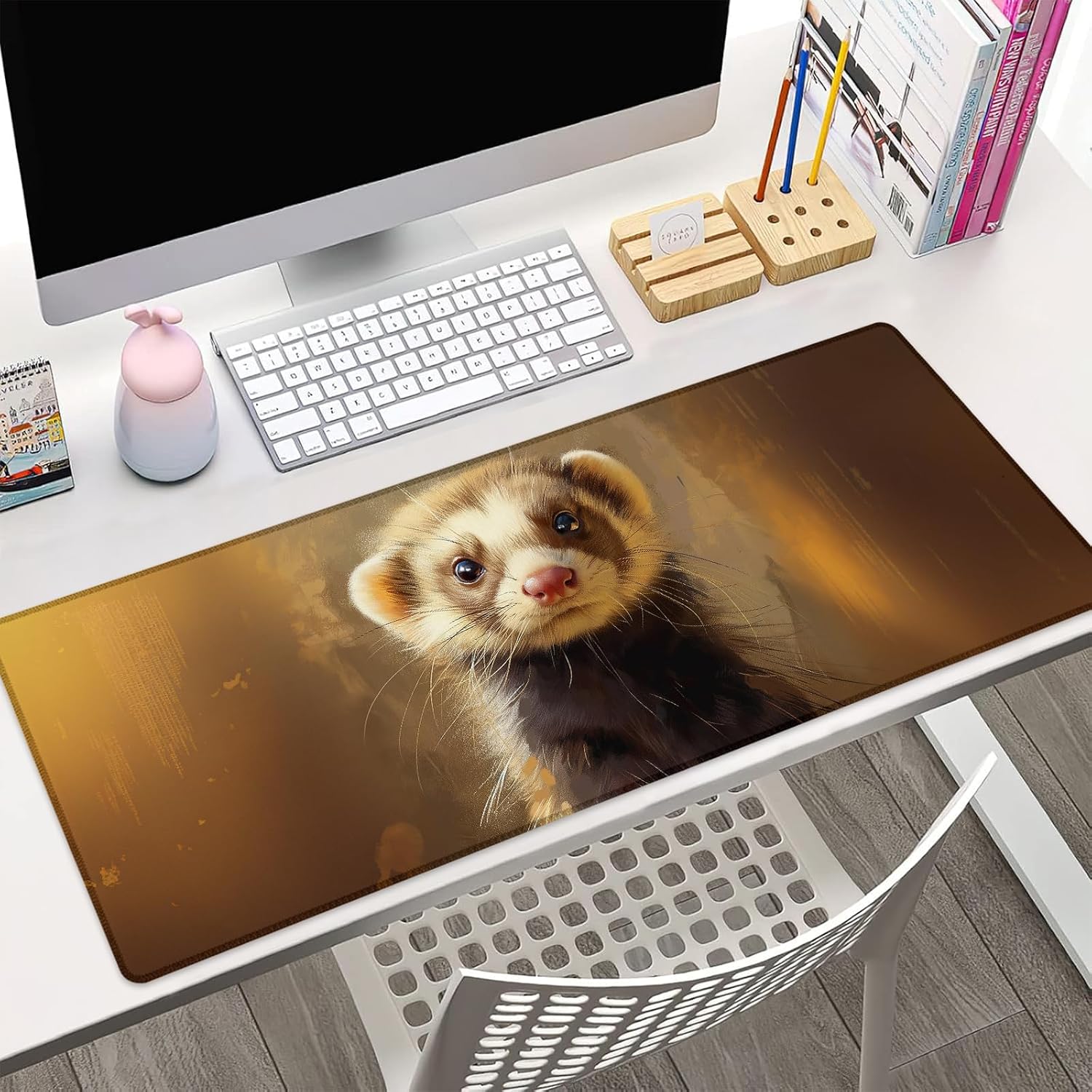 Ferret Gaming Mouse Pad Gifts 31.5" x 11.8", Non-Slip Rubber Base MousePads for Computers Laptop School Office Home Accessories Decor, Mouse Pad, Keyboard Desk Mat image 2