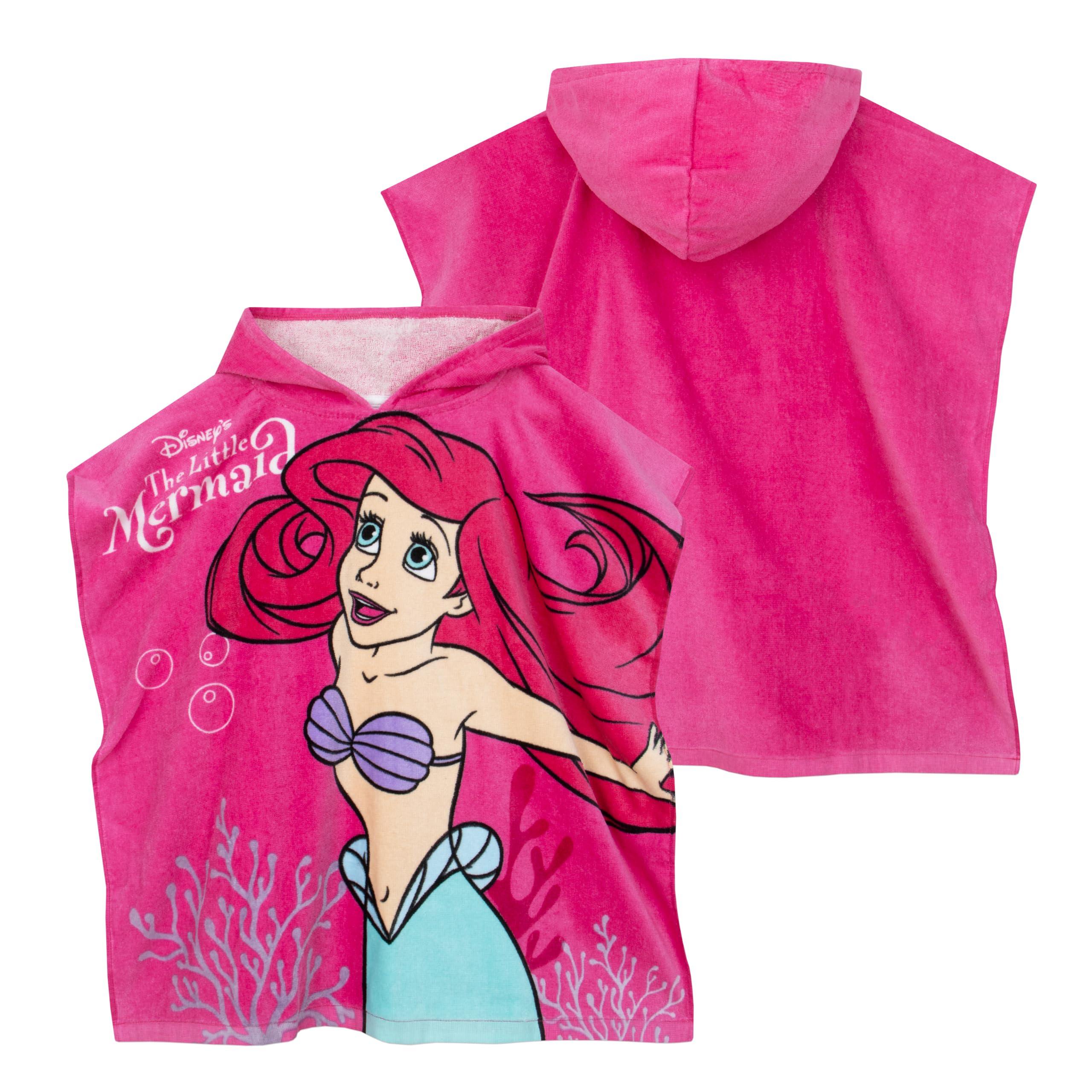 Disney Asciugamano Sirenetta | Poncho Per Asciugamano La Sirenetta | Telo Mare Cotone | Taglia Unica Rosa