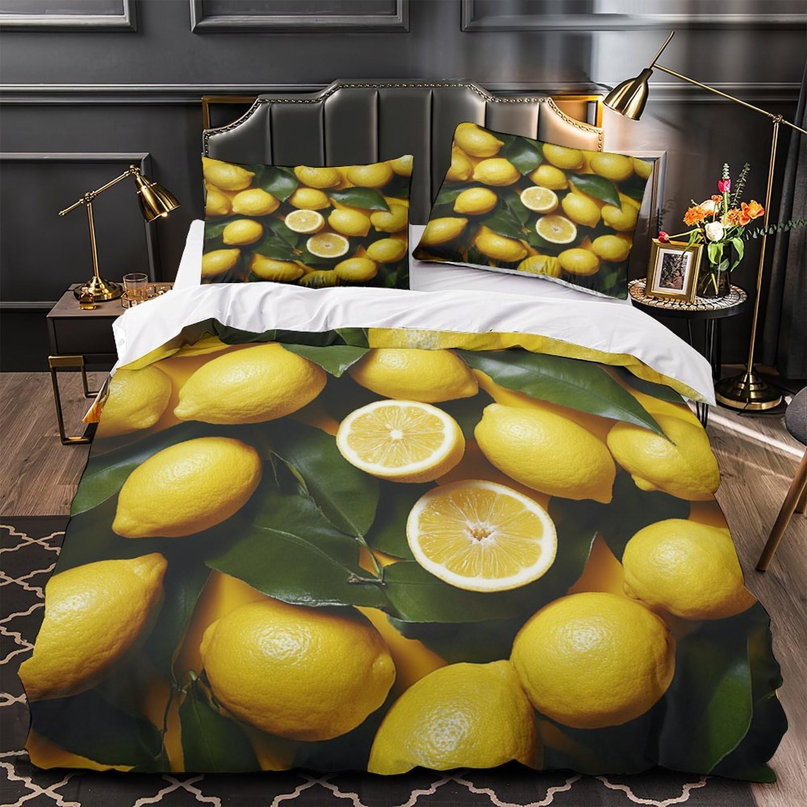 Housse de couette citrons naturels 3D, literie douce et joyeuse pour enfants