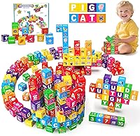 Caferria 36PCS Magnetic Blocks for Toddlers 1-3: 1.4" Large ABC Number STEM Montessori Building Toys